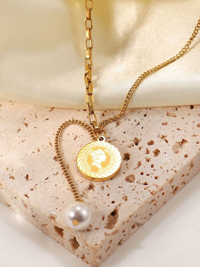Stainless steel Freshwater Pearl Round Trend Lariat Necklace