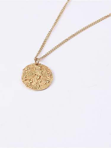 Titanium With Imitation Gold Plated Simplistic Round Avatar Necklaces