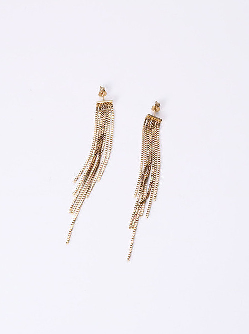 Boucles d'oreilles à pampilles en titane avec chaîne simpliste plaquée or