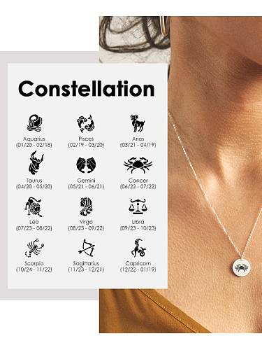 Collier pendentif rond minimaliste Constellation en acier inoxydable