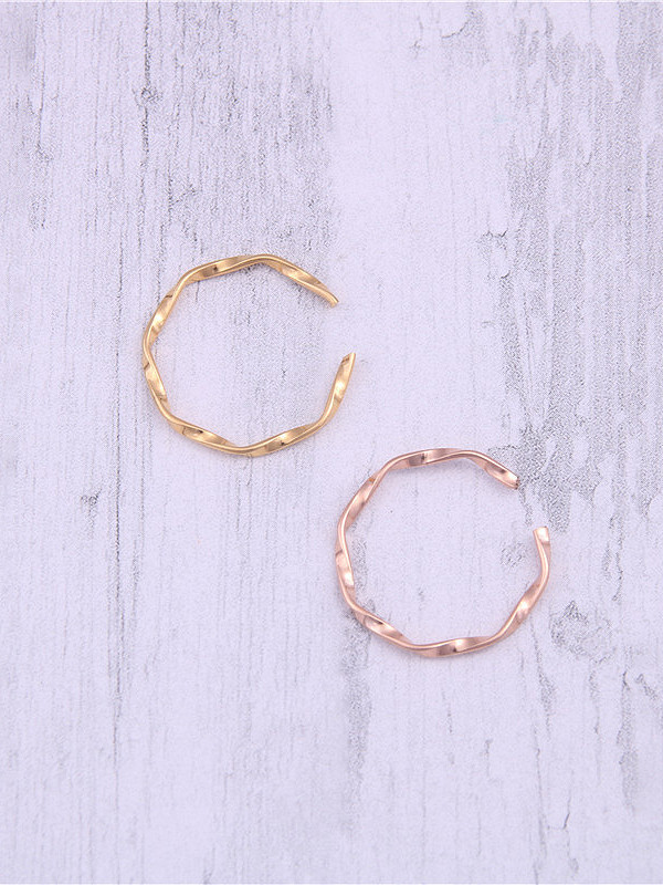 Titanium With Gold Plated Simplistic Twist Free Size Rings