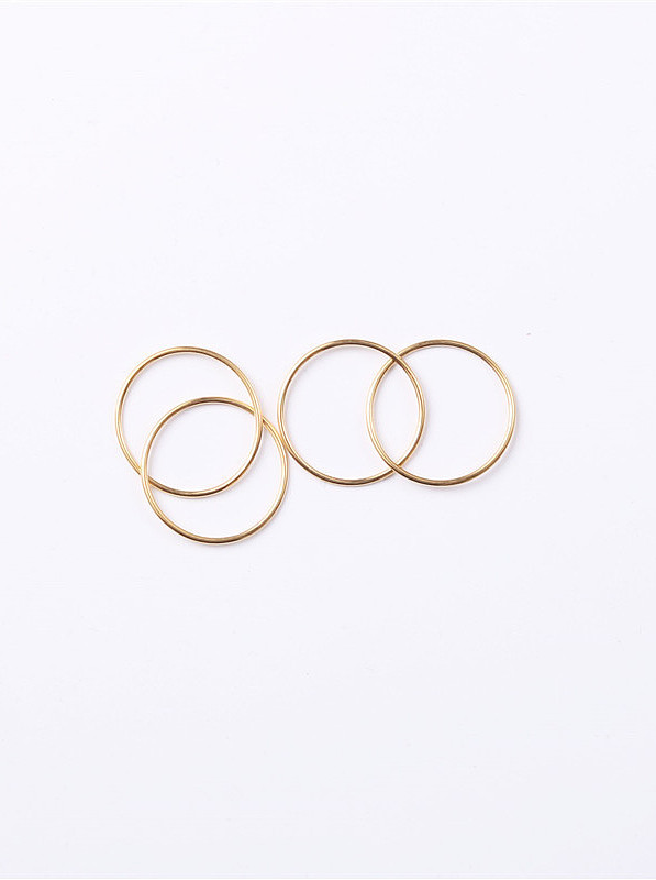 Titanium With Gold Plated Simplistic Hollow Smooth Round Band Rings