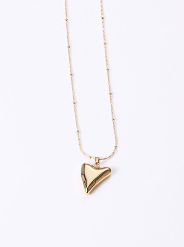 Titanium With Gold Plated Simplistic Smooth Heart Necklaces