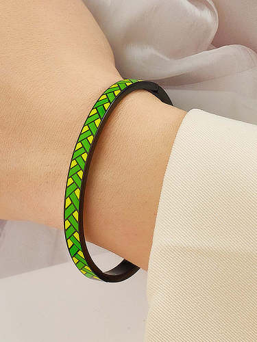 Stainless steel Enamel Geometric Minimalist Band Bangle