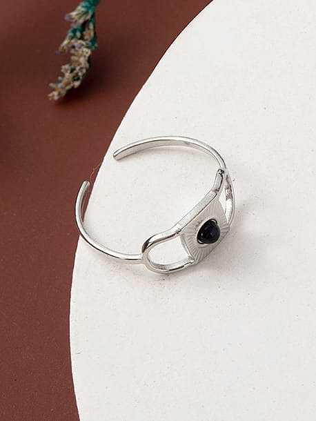 Anneau d'anneau vintage géométrique de perle d'imitation d'acier inoxydable
