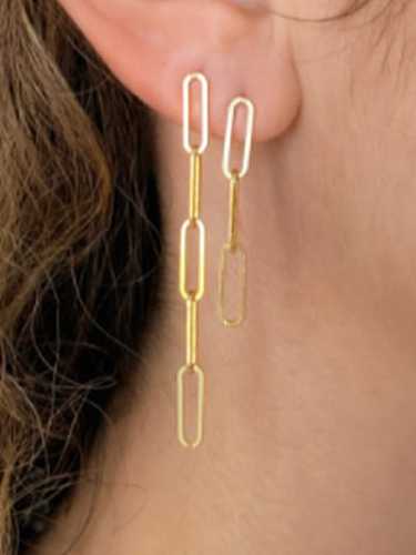 Boucles d'oreilles pendantes minimalistes géométriques en acier au titane