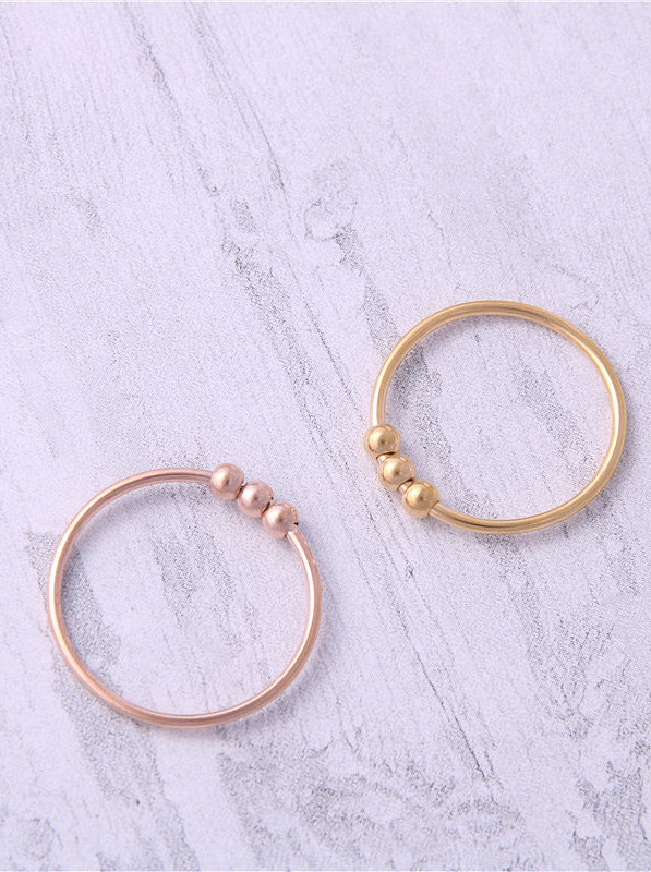 Titanium With Rose Gold Plated Simplistic Round Midi Rings