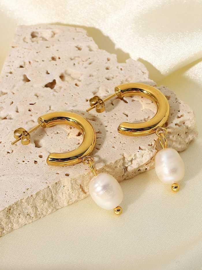 Stainless steel Freshwater Pearl Water Drop Trend Stud Earring