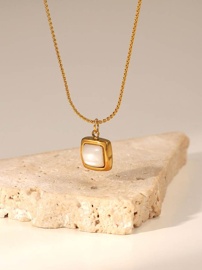 Stainless steel Cats Eye Square Trend Necklace