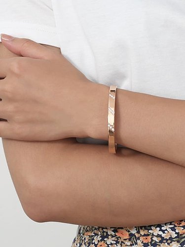 Stainless steel Cubic Zirconia Geometric Minimalist Bangle