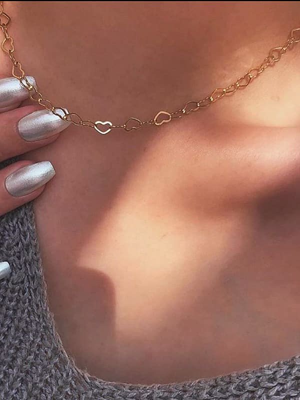 Titanium Minimalist Hollow Heart Chain