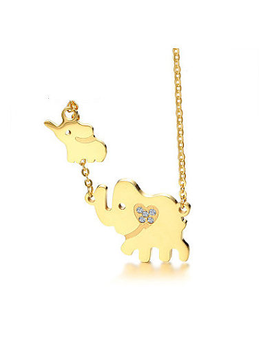 Lindo colar de strass folheado a ouro em forma de elefante