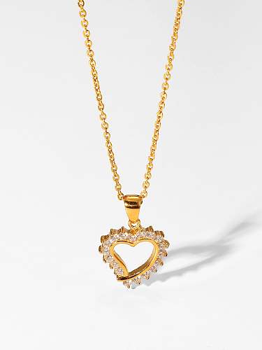 Stainless steel Cubic Zirconia Heart Dainty Necklace