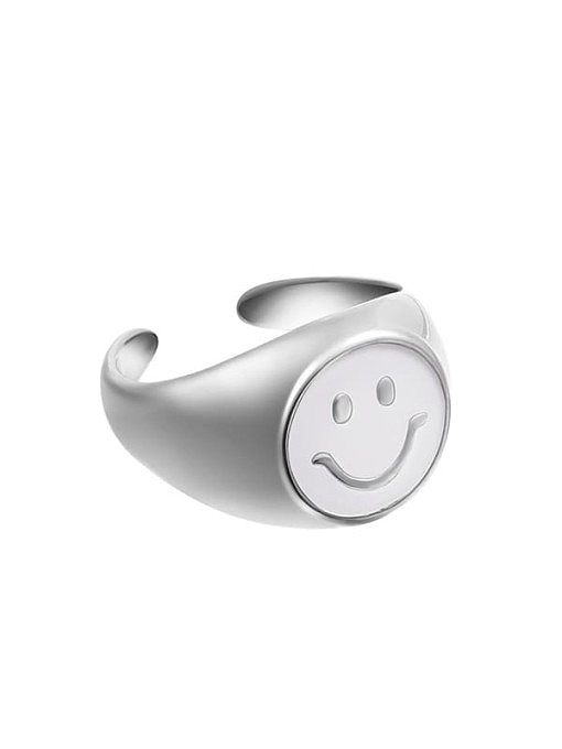 Emaille Smiley minimalistischer Bandring aus Edelstahl