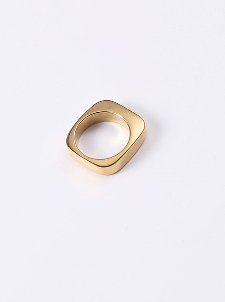 Titanium With Gold Plated Simplistic Hollow Geometric Band Rings