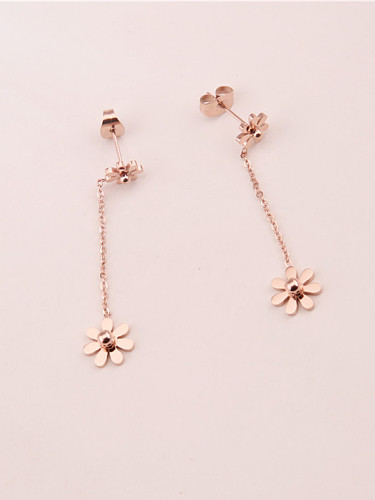 Boucles d'oreilles pendantes à fleurs douces à la mode