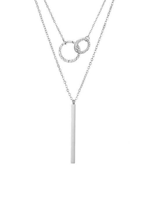 Rechteckige minimalistische Lasso-Halskette aus Edelstahl