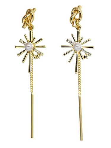 Verkupferte Ohrringe aus echtem Gold mit eingelegten Perlenquasten und einfachen geometrischen Schlossohrringen