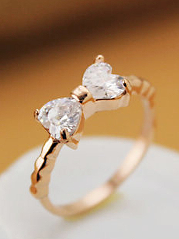 Bow Zircons Rose Gold Plated Ring