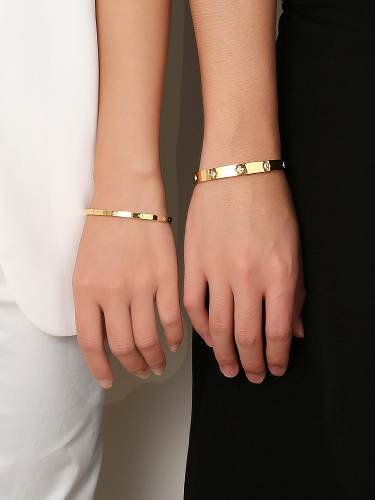 Titanium Steel Cubic Zirconia Geometric Minimalist Band Bangle