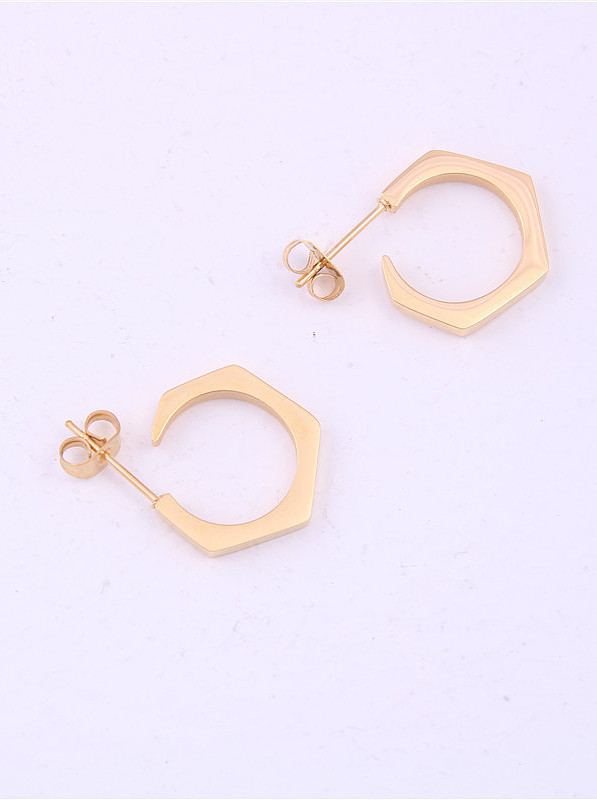 Titanium With Gold Plated Simplistic Geometric Drop Earrings