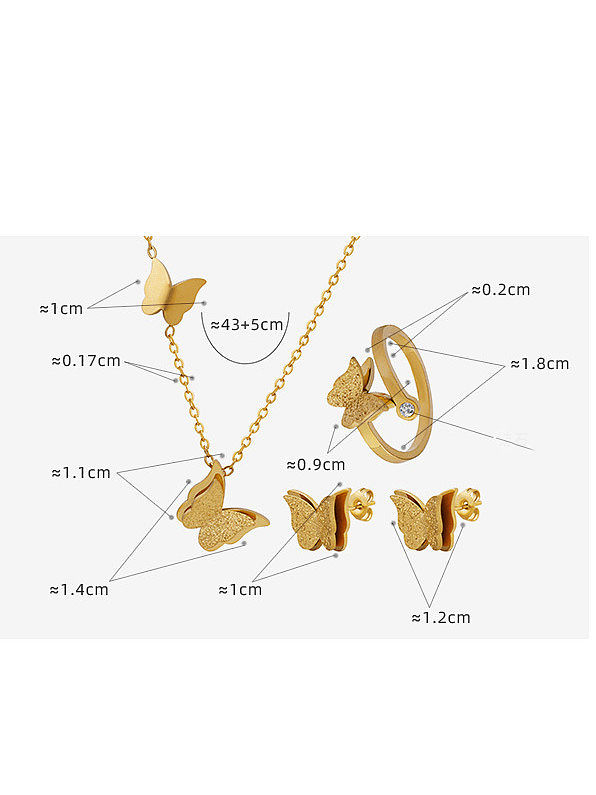 Minimalistischer Schmetterlings-Ohrring und Halsketten-Set aus Titanstahl