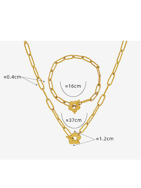 Titanium Steel Minimalist Irregular Bracelet and Necklace Set