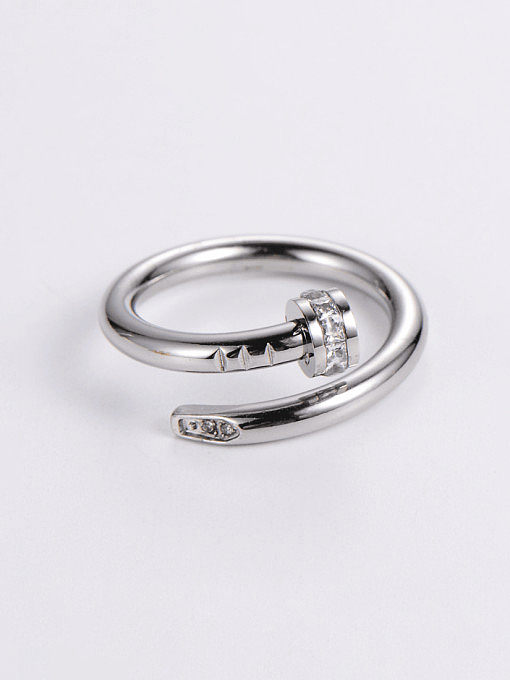 Stainless steel Cubic Zirconia Irregular Minimalist Stackable Ring