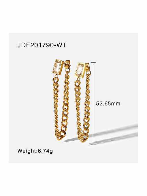 Stainless steel Cubic Zirconia Tassel Trend Threader Earring