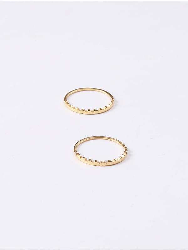 Titanium With Imitation Gold Plated Simplistic Irregular Band Rings