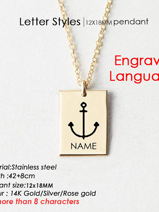 Stainless steel Minimalist engrave language geometry Pendant Necklace