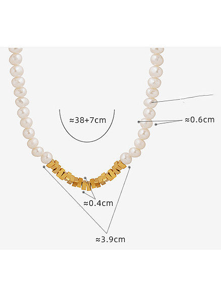 Titanium Steel Freshwater Pearl Geometric Minimalist Necklace