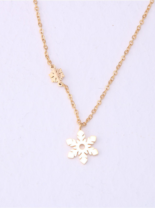Titanium With Gold Plated Simplistic Snowflake Necklaces