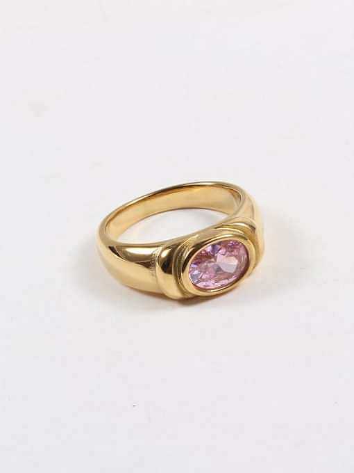 Titanium Steel Glass Stone Geometric Minimalist Band Ring