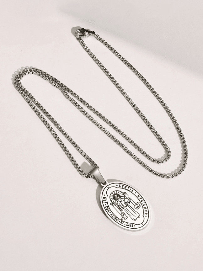 Stainless steel Oval Hip Hop Necklace