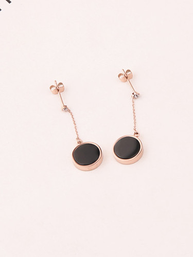 Runde schwarze Achat-Ohrringe im einfachen Stil
