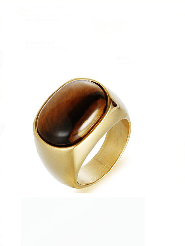 Titan Stahl Tigerauge Geometrische Vintage Band Ring