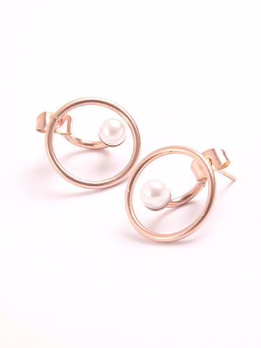 Rose Gold Plated Shell Pearl Stud Earrings