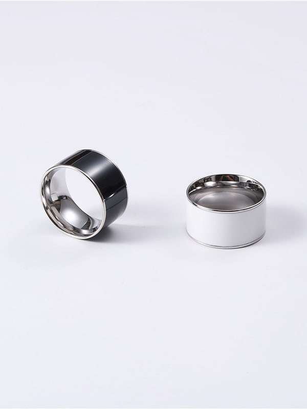 Titanium Ceramic White Round Minimalist Band Ring