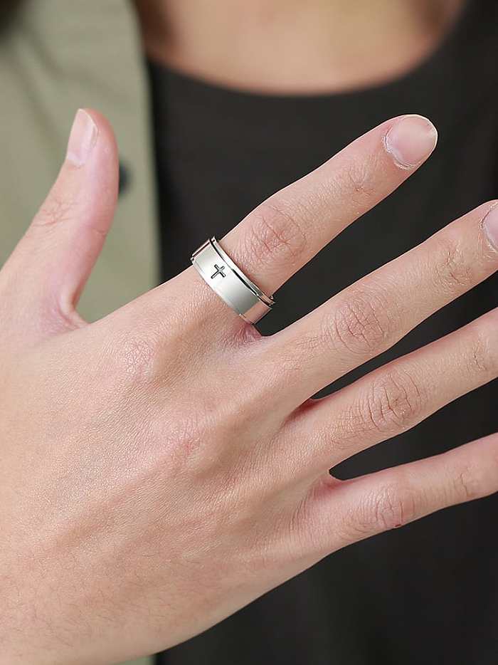 Stainless steel Geometric Cross Minimalist Band Ring