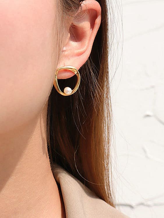 Stainless steel Imitation Pearl Geometric Trend Stud Earring