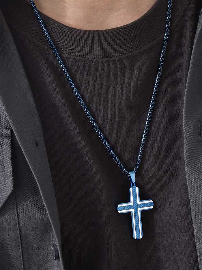 Collier religieux minimaliste en acier inoxydable avec croix en émail