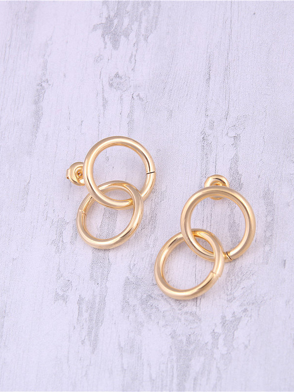 Titanium With Gold Plated Simplistic Hollow Round Drop Earrings