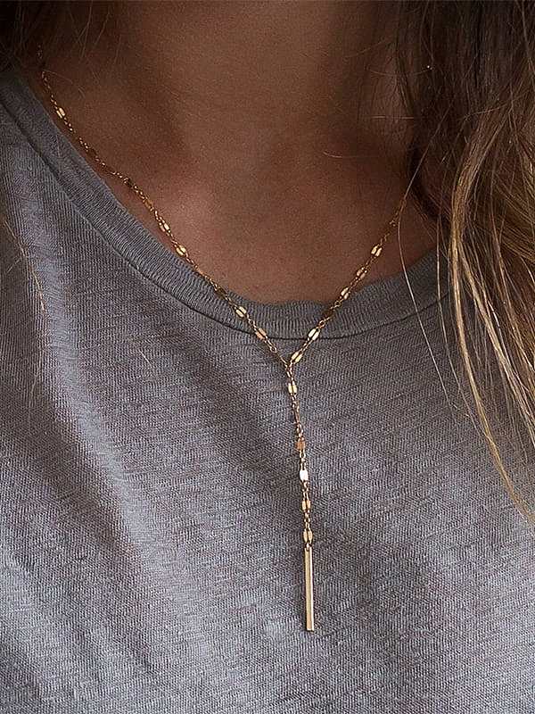 Rechteckiges Medaillon aus Edelstahl, minimalistische Lariat-Halskette