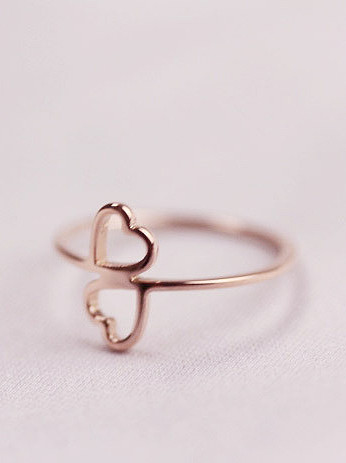 Sweetly Double Hollow Heart Ring