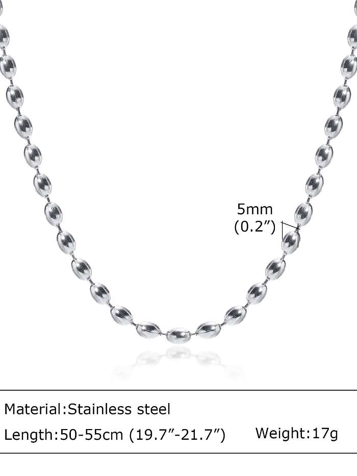 Stainless steel Hip Hop Beaded Chain Necklace