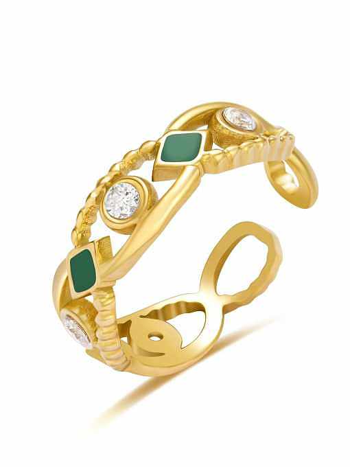 Stainless steel Enamel Geometric Vintage Band Ring
