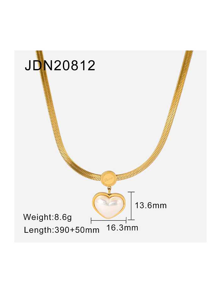Stainless steel Imitation Pearl Heart Trend Cuban Necklace