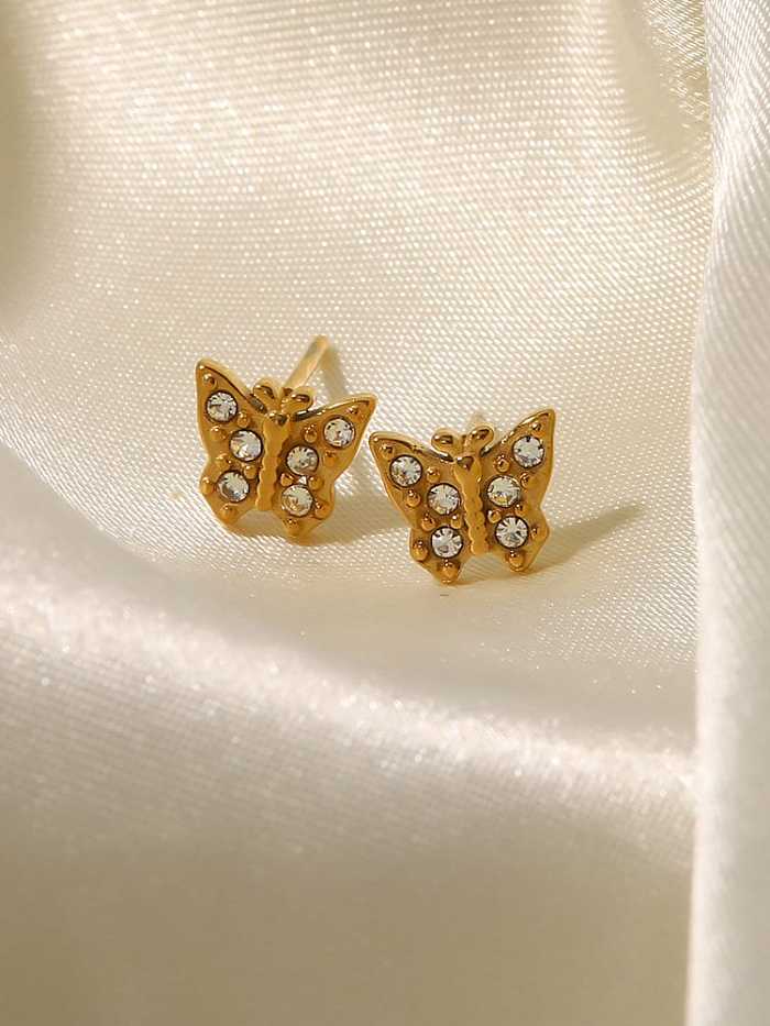 Stainless steel Cubic Zirconia Butterfly Vintage Stud Earring