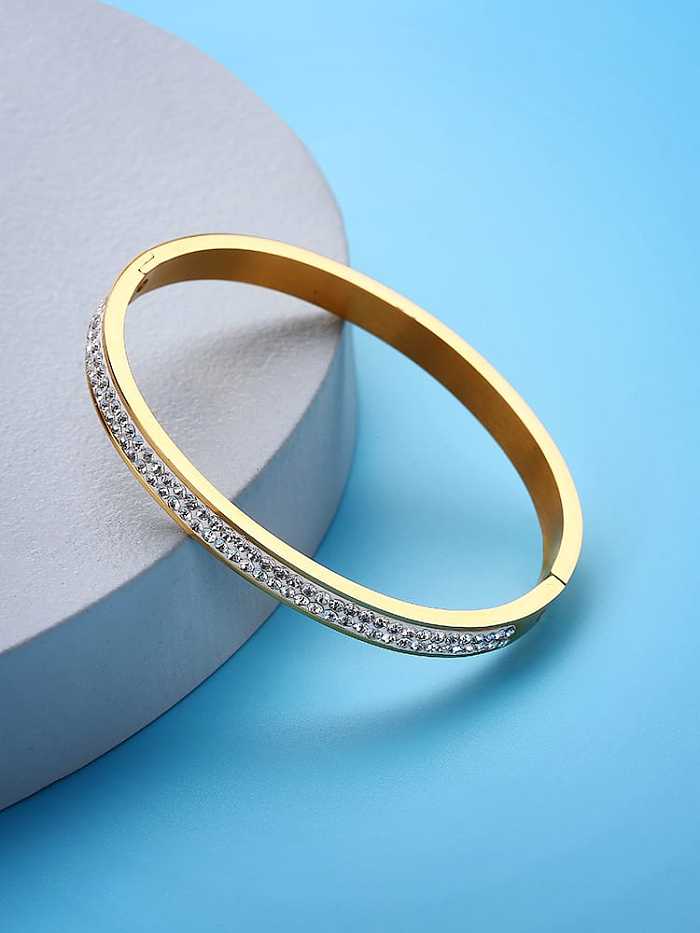 Titanium Steel Cubic Zirconia Geometric Minimalist Band Bangle